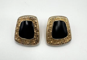 Vintage Jewelry Ernst Gideon Bek Stud Earrings Faux Onyx & Gold Art Deco Style - Bild 1 von 6