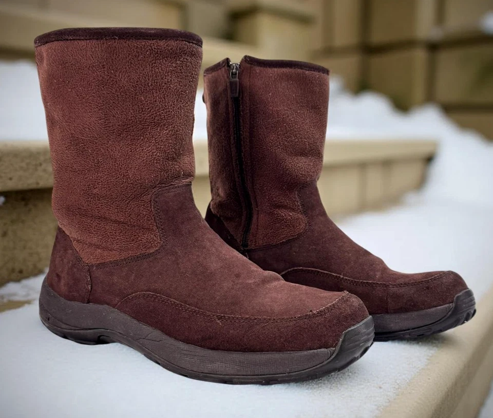 Botas de Invierno L.L.Bean Para Hombre 11M Gamuza Oscura Cuero Cremallera Lateral Modelo 05455 Agarre Foto 1 de 4