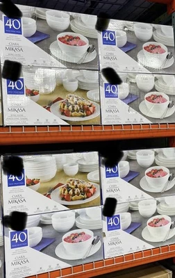 Mikasa Ciara 40-piece Bone China Dinnerware Set in White NEW IN BOX