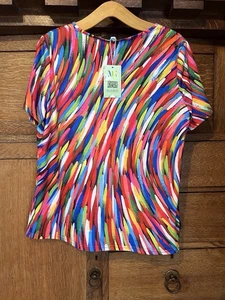 Women’s Colourful Maria & Gabriele T Shirt top size L fits UK14-16 NWT y2k - Picture 1 of 7