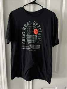 Under Armour Men's T Shirt Size L Black Loose Fit -Cheat Meal Specialist Burgers - Picture 1 of 3