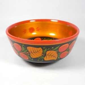 CIOTOLA SVUOTATASCHE BOWL IN LEGNO LACCATO RUSSO KHOKHLOMA RUSSIA VINTAGE - Foto 1 di 7