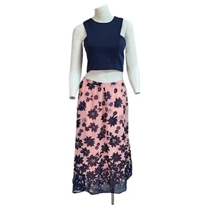 Teen Big Girls 2pc Floral Sleeveless Dress NWT Size 16 XL Crop Top Maxi Skirt - Picture 1 of 7