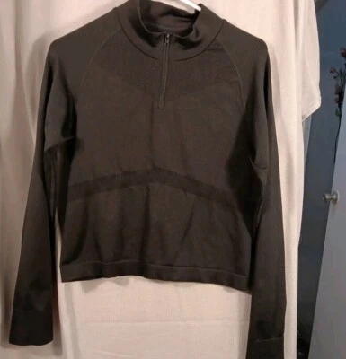 РОЗОВЫЙ активный Sports укороченный работает верхний женщин черный размер XL отверстие для большого пальца  - Изображение 1 из 4