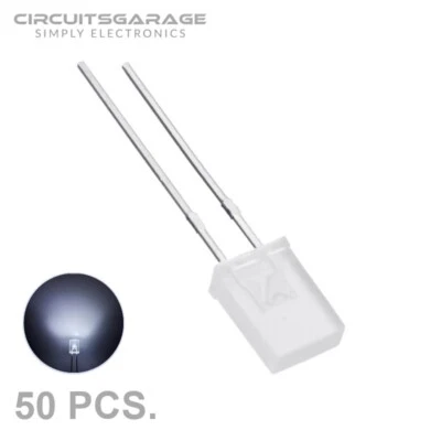 CIRCUITSGARAGE 50 X 2x5x7 mm Ultra Bright Water Clear White Rectangle LED Light Emitting Diode