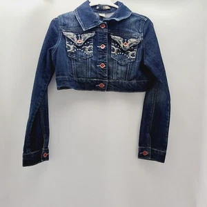 9.8 Girl's Size S Cropped Blue Denim Jacket - Picture 1 of 8