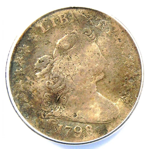 1798 Draped Bust Dime 10C Coin. Certified ANACS VG8 Detail - Rare Date Cover