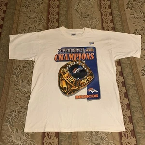 Vintage Starter Denver Broncos Super Bowl XXX II Champions T Shirt L 1998 USA - Picture 1 of 2