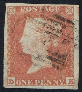 1841 1d Orange-Brown Plate 162 DK 4m Large Margins Very Good Used Cat. £275.00 - Picture 1 of 1