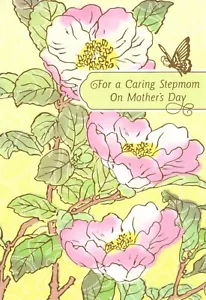 Tarjeta de felicitación feliz día de la madre cuidadora madrastra rosa flor sello - Imagen 1 de 3