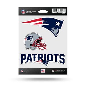 New England Patriots Multi Sticker Triple Decal Flat Vinyl 5x7 Inch Sheet...