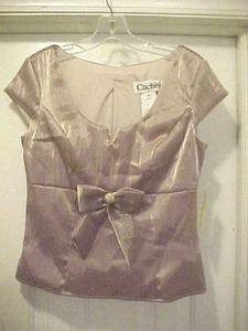 Cachet Damen Gr. 6 taupe schimmerndes formelles elegantes Oberteil Schleife Empire-Taille Flügelärmel - Bild 1 von 9