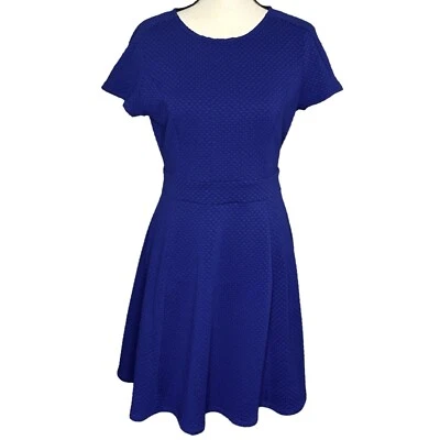 Dress ELLE S Fit & Flare Swing Textured Dots Royal Blue Mini - Image 1 of 4