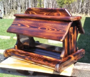 Very large handmade cedar wood square post mount bird feeder,TBNUP #1B - Picture 1 of 8