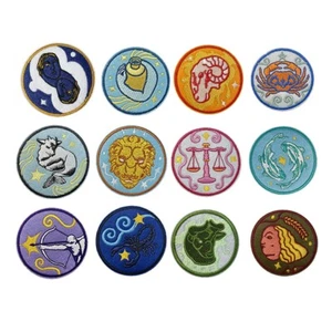 Sternzeichen STERNBILD Stickerei Patch Aufbügeln oder Aufnähen Krebs Wassermann Widder TAURUS - Bild 1 von 25