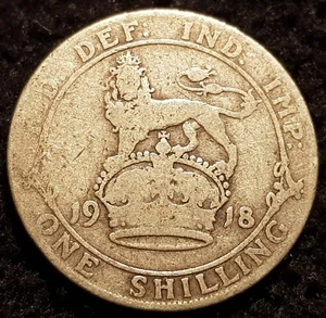 1918 George V .925 Silver British Shilling Coin LOT G1 - Picture 1 of 2