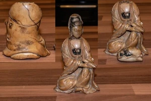 Antique Chinese carved Hardstone statue of Guanyin, Qing dynasty 18th century - Picture 1 of 6