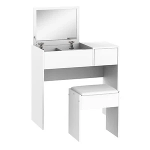 HOMCOM 2-in-1 Design Dressing Table With Padded Stool- White - Picture 1 of 9