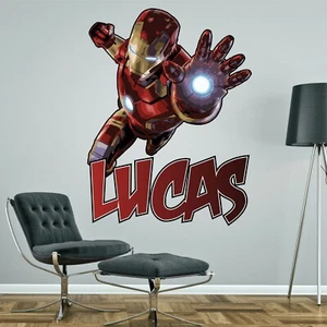 IRONMAN PERSONALISED WALL STICKER superhero children's boys bedroom decal - Picture 1 of 2