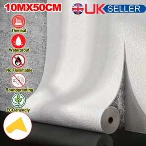 10M Thicken Self Adhesive Thermal Insulation Wallpaper Linen Plain Wall Sticker - Picture 1 of 15