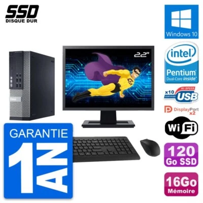 PC DELL 9020 SFF Pantalla 22" Pentium G3220 RAM 16Go SSD 120Go Windows 10 Wifi - Imagen 1 de 4