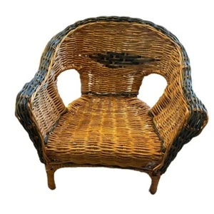 "Sillón vintage de mimbre y ratán para muñeca de 18"" accesorio marrón tostado" - Imagen 1 de 5