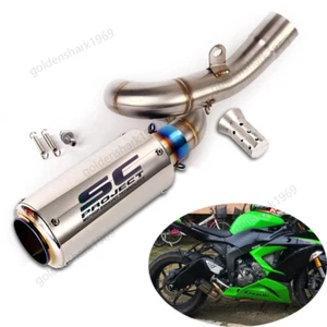 For Kawasaki Ninja ZX6R ZX636 2009-2023 Mid Exhaust Link Pipe 51mm Muffler Tips - Picture 1 of 11