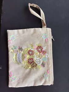 Wahl Sugar Skull Perlen Baumwolle Tasche Reißverschluss Clutch bestickt gefüttert - Bild 1 von 3