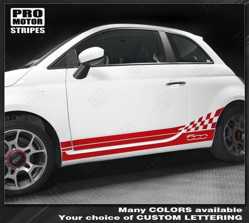 Calcomanías de rayas laterales panel basculante a cuadros Fiat 500 2007-2015 (elige color) Foto 1 de 2
