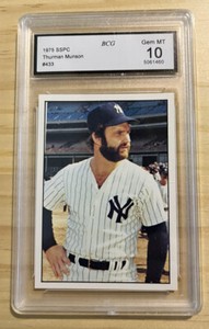 1975 SSPC Thurman Munson BCG GEM 10 New York Yankees Card #433 Rare