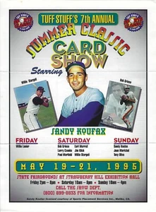 Volantino originale maggio 1995 Tuff Stuff Color 8x10 Card Show - Koufax Stargell Griese - Foto 1 di 2
