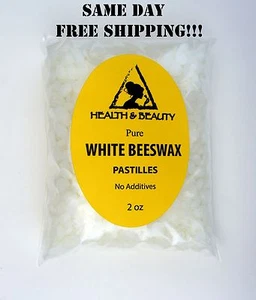 WHITE BEESWAX BEES WAX by H&B Oils Center ORGANIC PASTILLES BEADS PURE 2 OZ - Picture 1 of 12