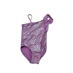 Cat & Jack girls purple shiny mermaid one shoulder one piece swimsuit - Picture 1 of 3