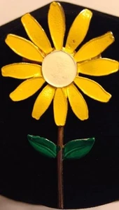 Enamel Yellow Daisy Leaf Pin Brooch - Picture 1 of 12