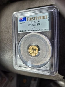  2015P  Goat  Lunar SII $5 1/20 Oz .9999 Pure Gold. MS 70 POP 21!First Strike! - Picture 1 of 4