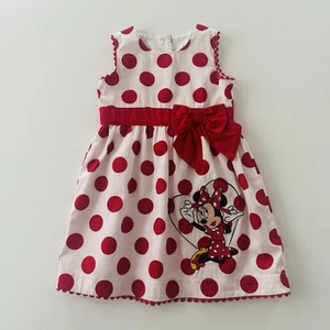 Disney Parks Girls 4 Minnie Mouse Red Polka Dot Dress Bow Sundress - Picture 1 of 6