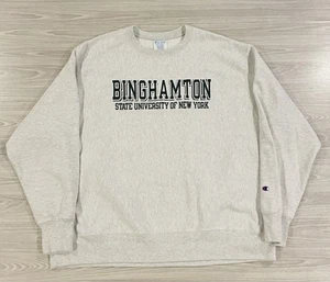 Binghamton University Champion vintage anni 90 tessuto inverso grigio uomo taglia 2XL - Foto 1 di 5