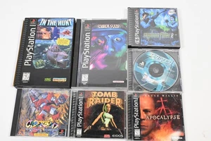 Playstation 1 IN THE HUNT Tomb Raider CYBERBOTS FULLMETAL MADNESS Lote de Juegos 7x - Imagen 1 de 6