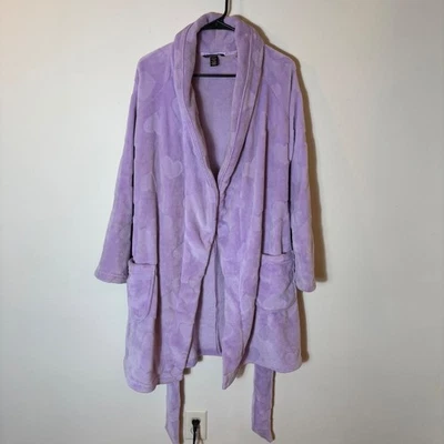 Victoria's Secret Purple Heart Plush Fleece Robe XS/S Cozy Loungewear - Image 1 of 4