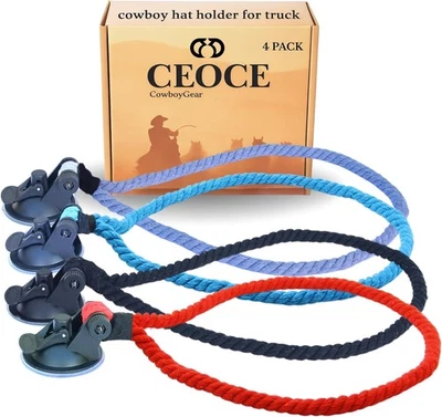 Soporte para sombrero de vaquero de coche para camión - Fácil de usar, algodón rojo/azul/negro/gris  Foto 1 de 4