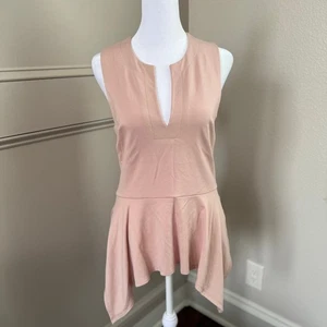 PINK BCBG MAXAZRIA SIZE S Tobin V-neck Asymmetric Peplum Top MSRP $128 - Picture 1 of 5