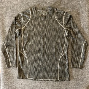 Nike Pro Fitted Shirt Mens XL Long Sleeve Gray Geometric Running Gym Workout - Picture 1 of 17