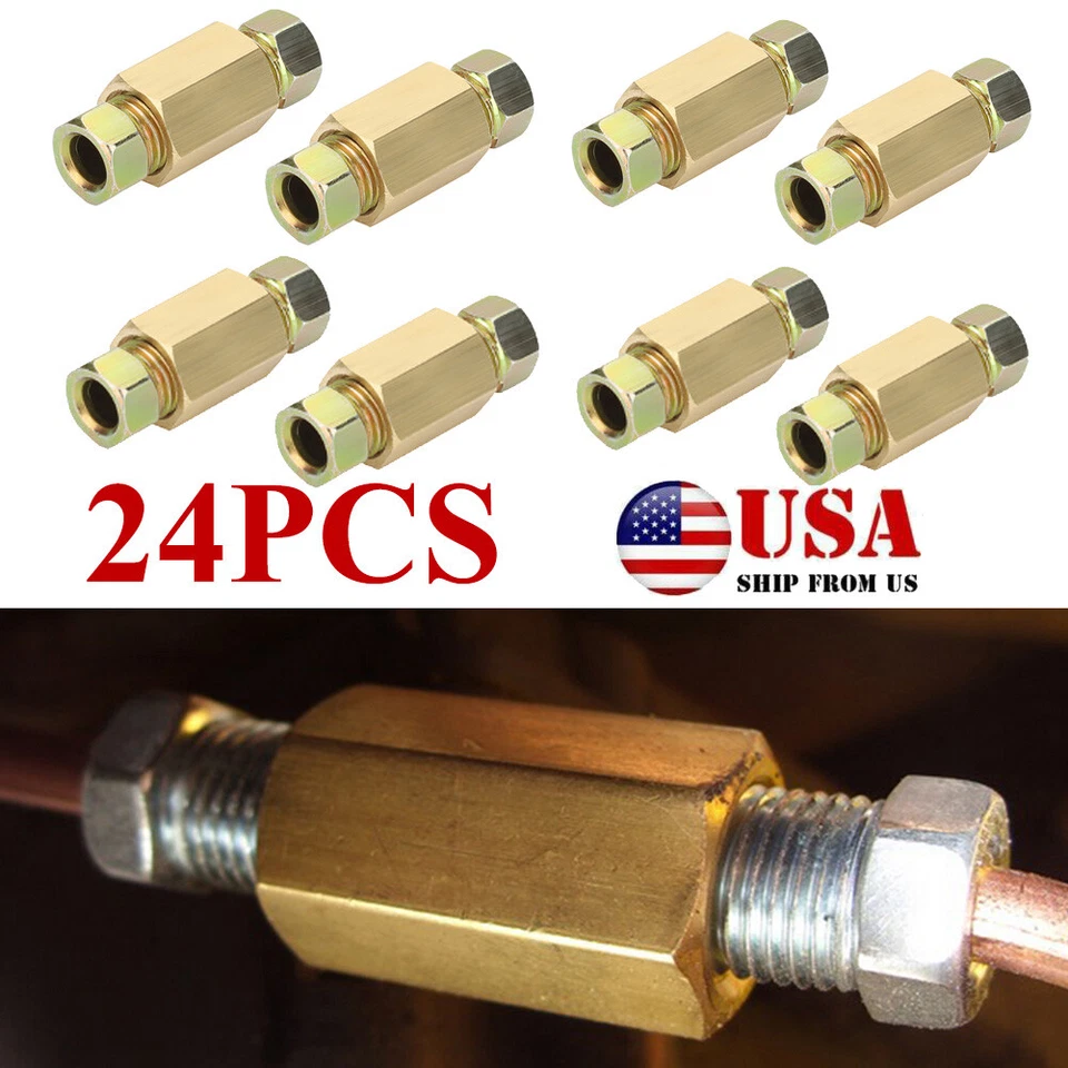 Variedade de acessórios de linha de freio 24 peças 3/8"-24 roscas para tubo de linha de freio 3/16" - Imagem 1 de 4