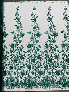 Princess 3d floral design embroider beaded with pearls on a mesh (by the yard) - Picture 1 of 87