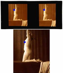 PHOTO STEREO EROTIQUE sur verre NU FEMININ 1900 - 1920  risque nude  / 722 - Imagen 1 de 3
