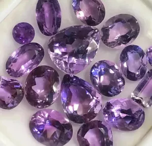Amethyst Gemstones Lot 16 Mixed Shapes Purple Brazil 62 Carat Ovals Pears a10 - Picture 1 of 12