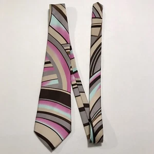 Vintage Gianni Versace Pink Beige Abstract Retro Geometric Artsy 61”X3.75” Silk - Picture 1 of 8