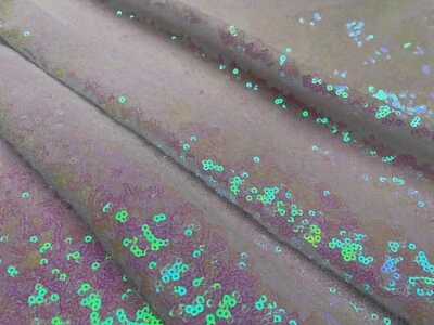 3mm Sequin Fabric Material Sparkling Sequins 120cm Wide Iridescent Pink & White - Image 1 of 4