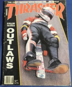 THRASHER SKATEBOARD MAGAZINE-AUG 1990-ROGER HICKEY-THE CULT-DALLAS -VINTAGE - Picture 1 of 8