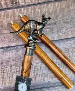 Victorian Handle Stick Vintage Antique Kangaroo Walking Handmade Wooden Cane - Picture 1 of 5
